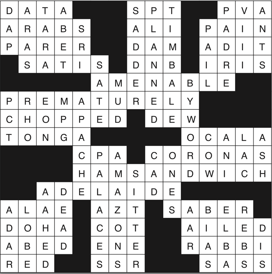 Fall 2023 Crossword Puzzle Answers