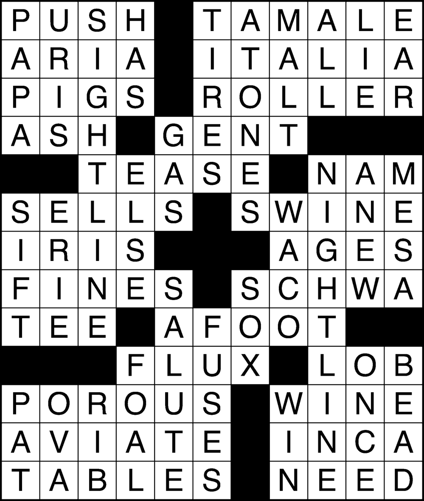 Spring 2020 Crossword Puzzle Answers
