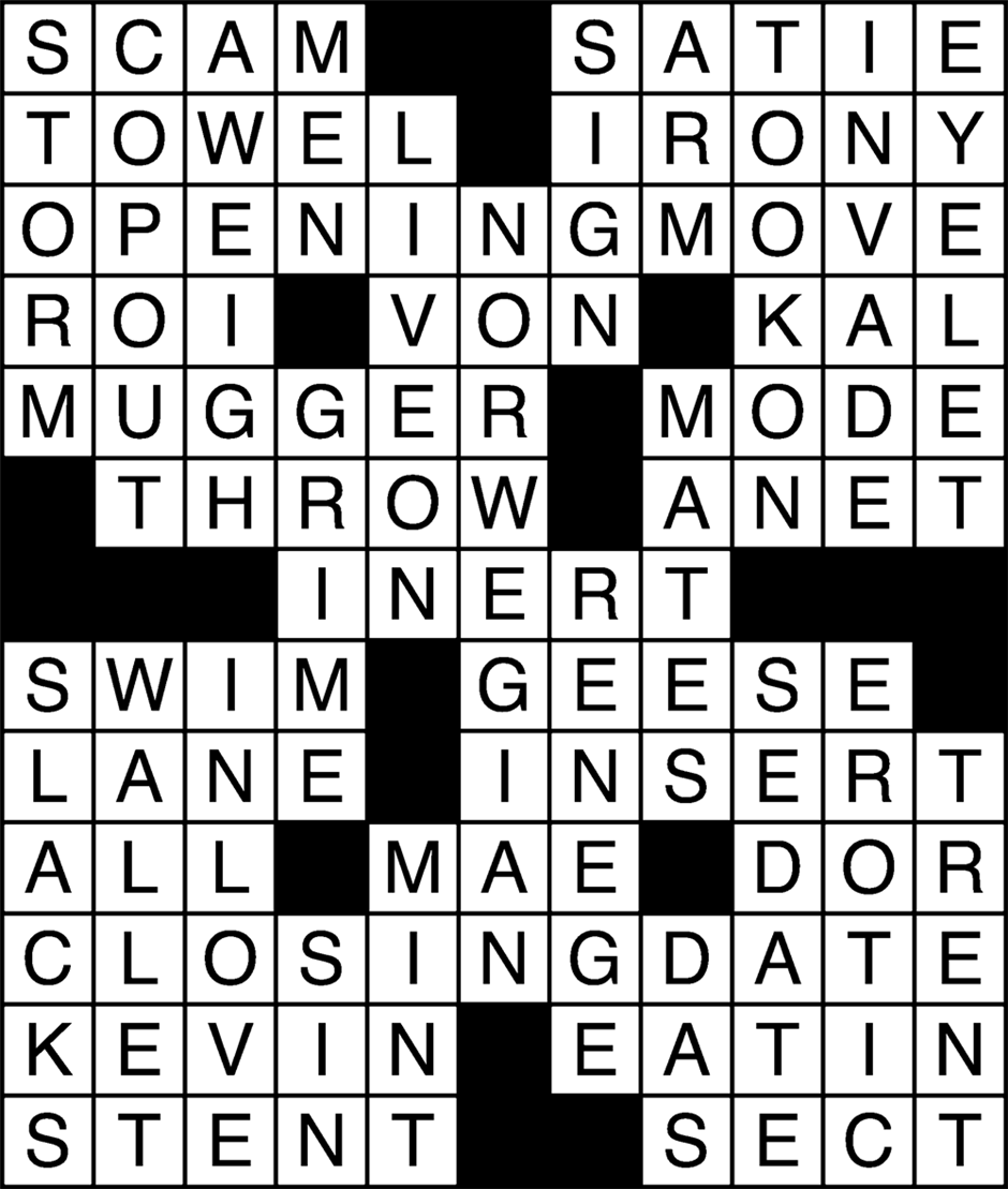 Spring 2019 Crossword Puzzle Answers
